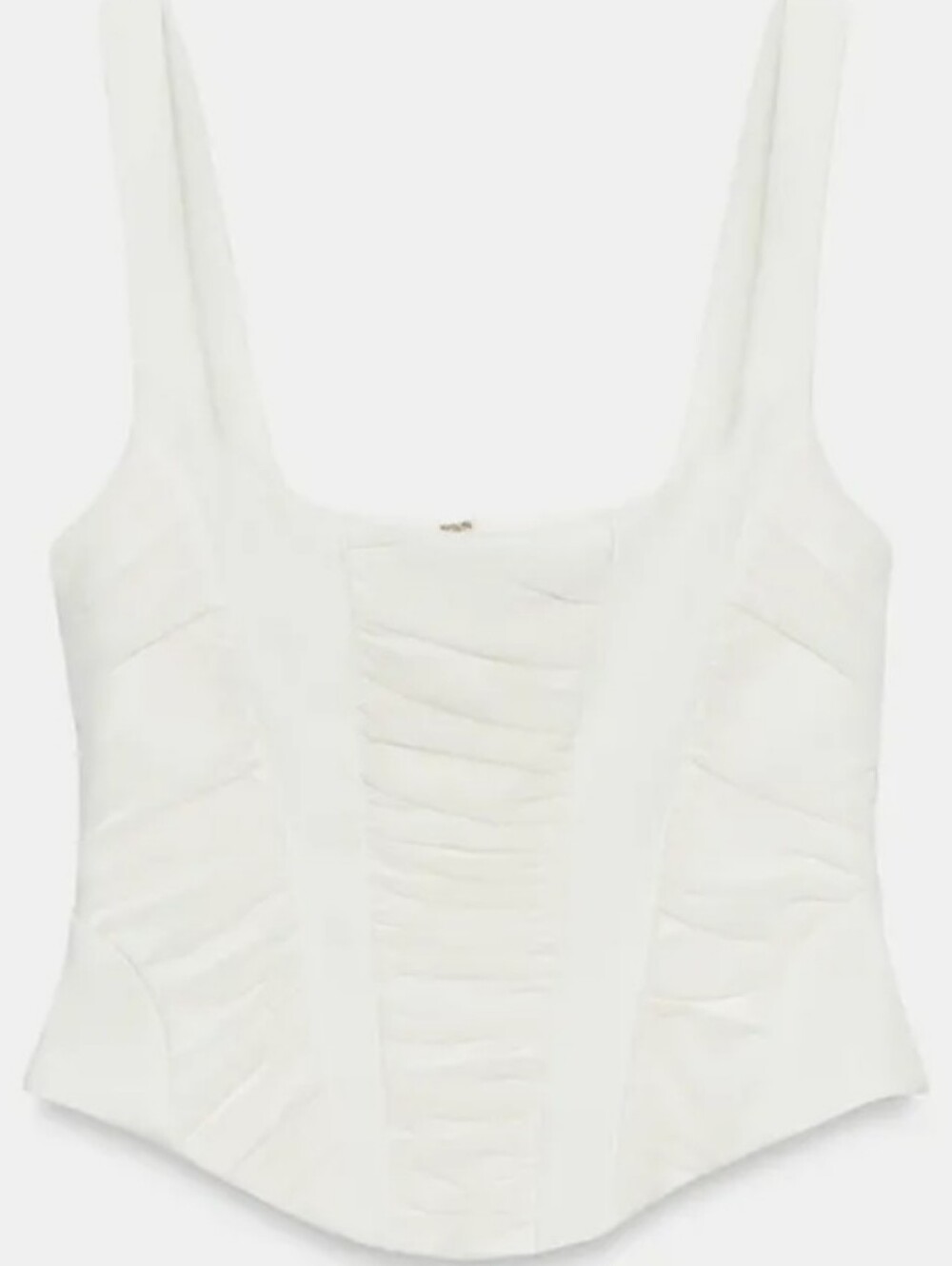 Zara Mixed Fabric Corset-Style Top in ecru XS - Picture 2 of 8